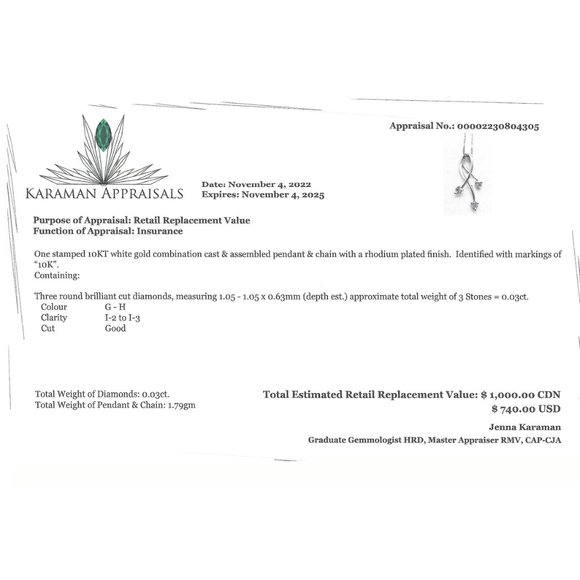 10K Gold Diamond Pendant with Chain - Picture 2 of 2